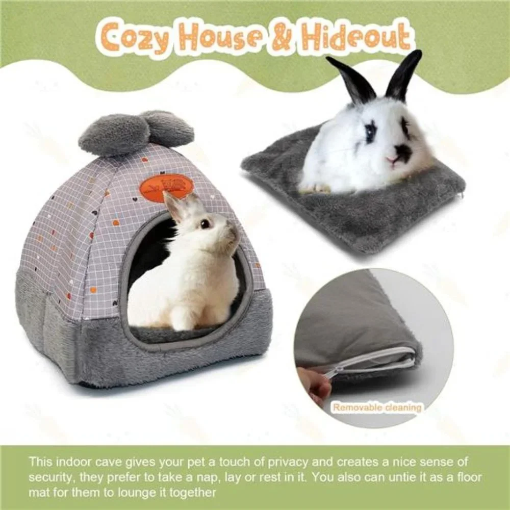 Bunny Bed Warm Guinea Pig Cave Beds Cute Bowknot House Big Hideouts Cage
